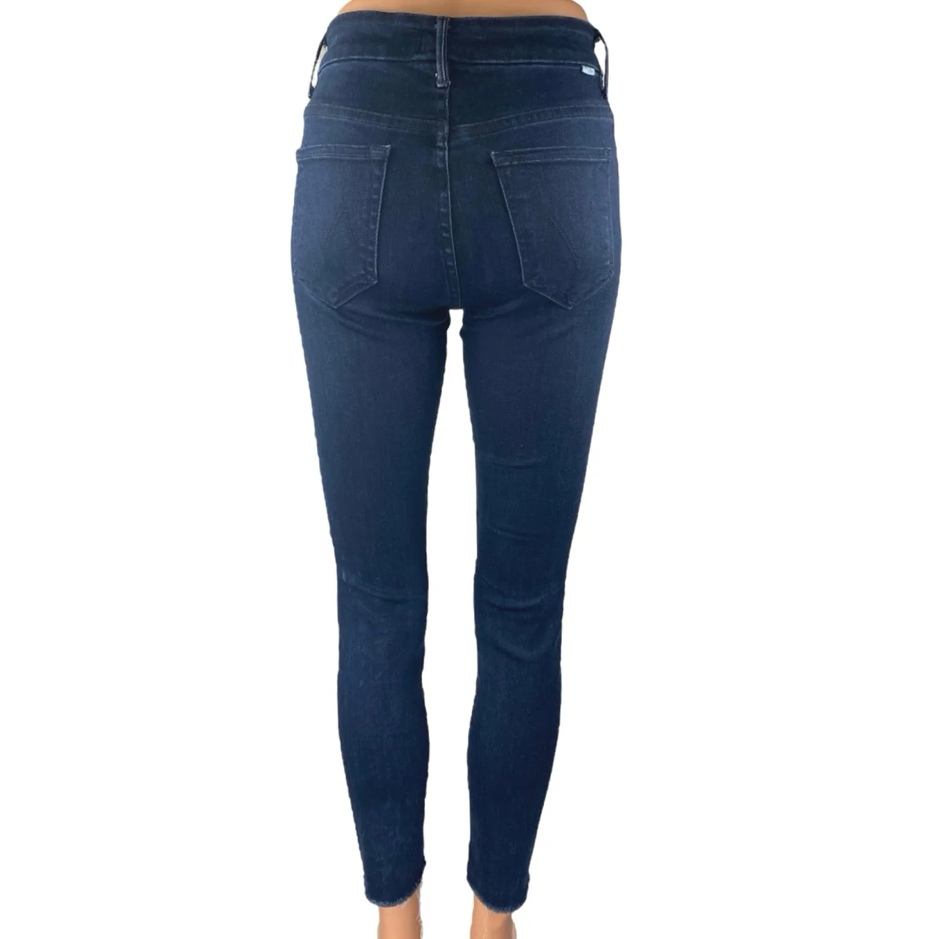 Mother Women's Blue Dark Wash Raw Hem Mid Rise Skinny Denim Jeans Size 25 - Image 3