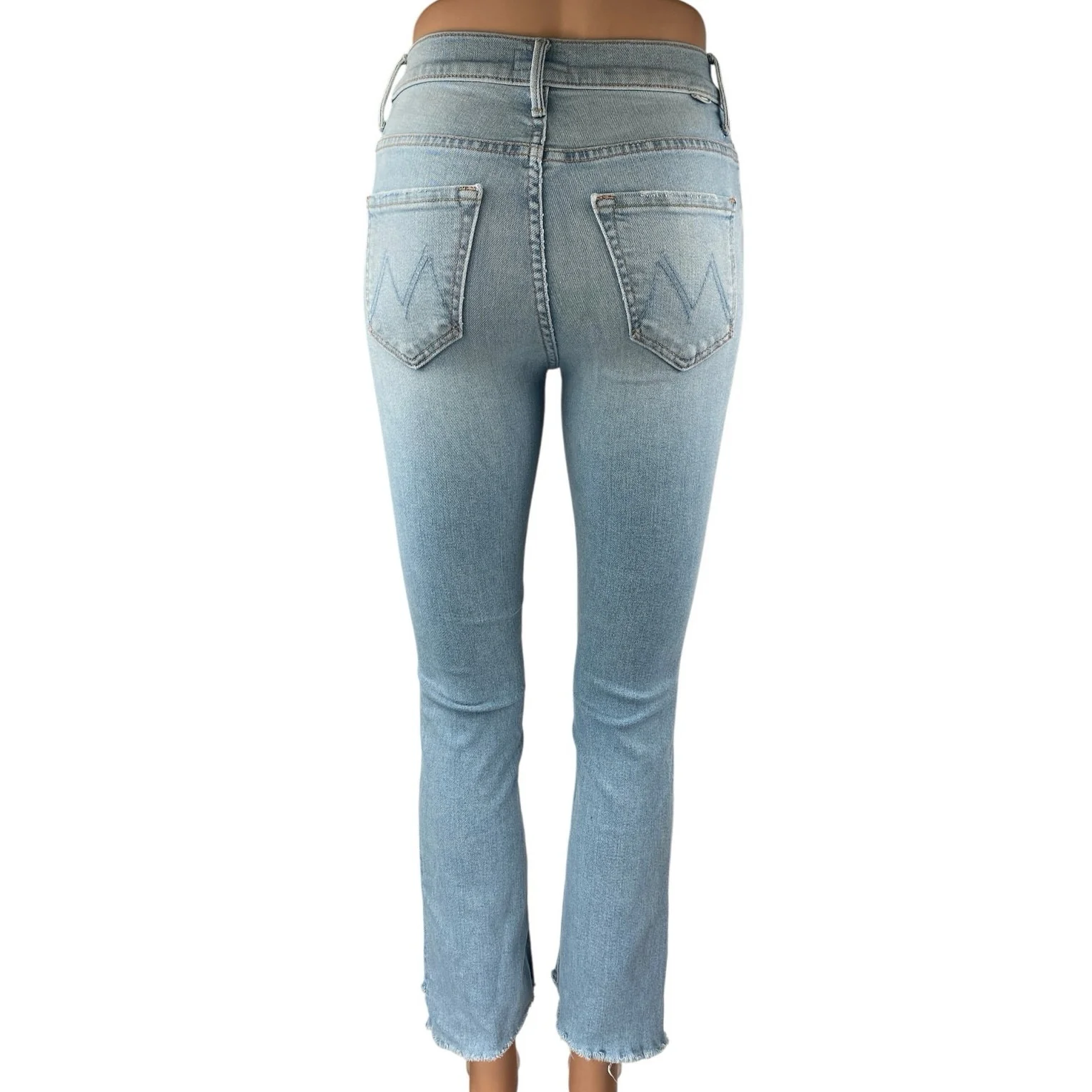 Mother Women's Blue Mid Rise Frayed Raw Hem Straight Leg Denim Jeans Pants Sz 24 - Image 3