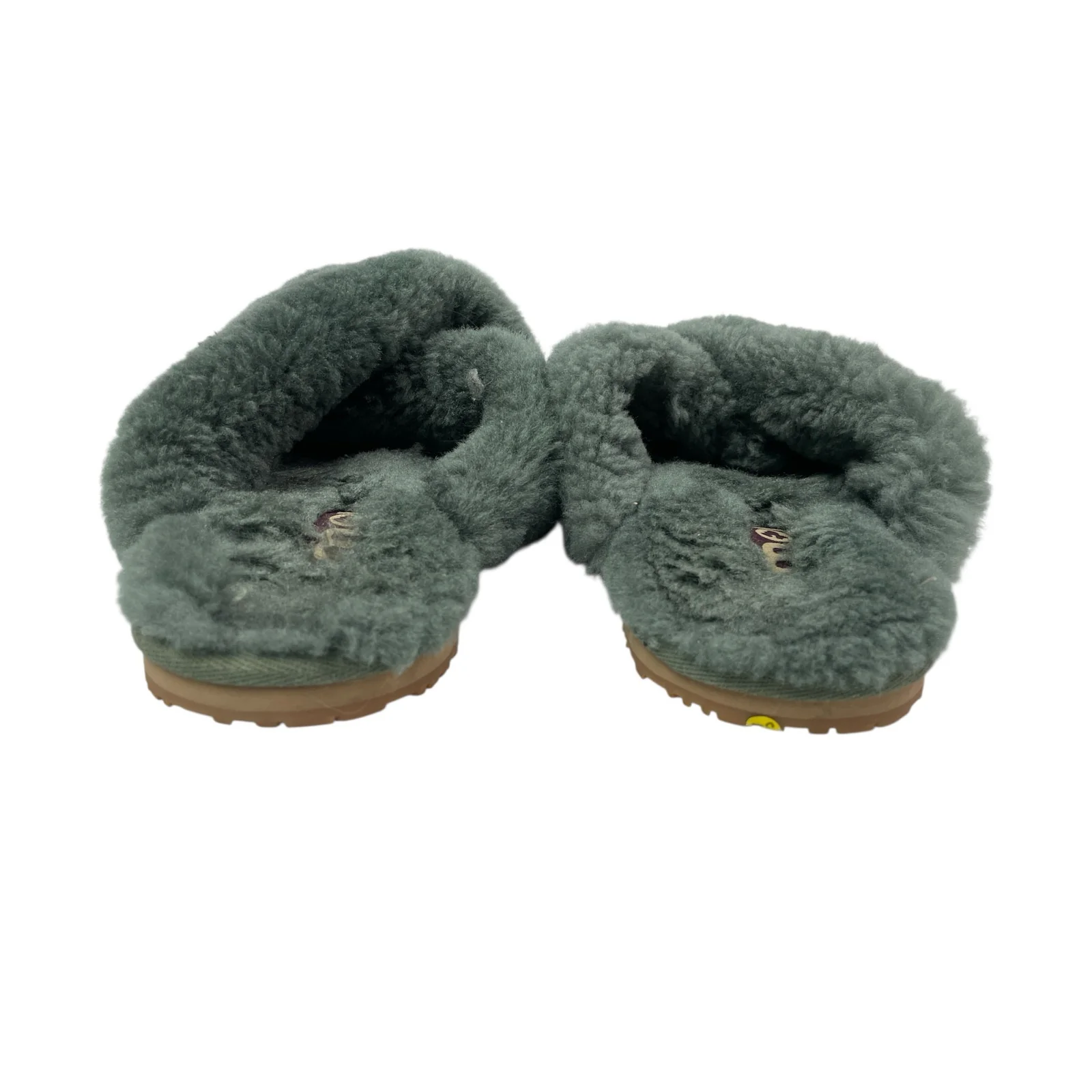 Mou Women's Green Sheepskin Fur Open Toe Crossover Lounge Slide Slipper Sz 7.5 - Image 3
