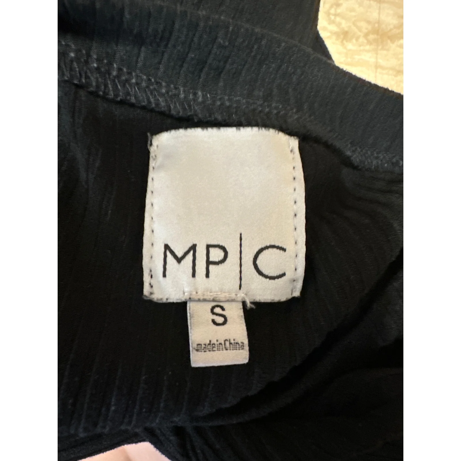 MP|C Black Short Sleeve Ribbed Knit Crew Neck Tie Back Midi Sheath Dress Size S - Image 4