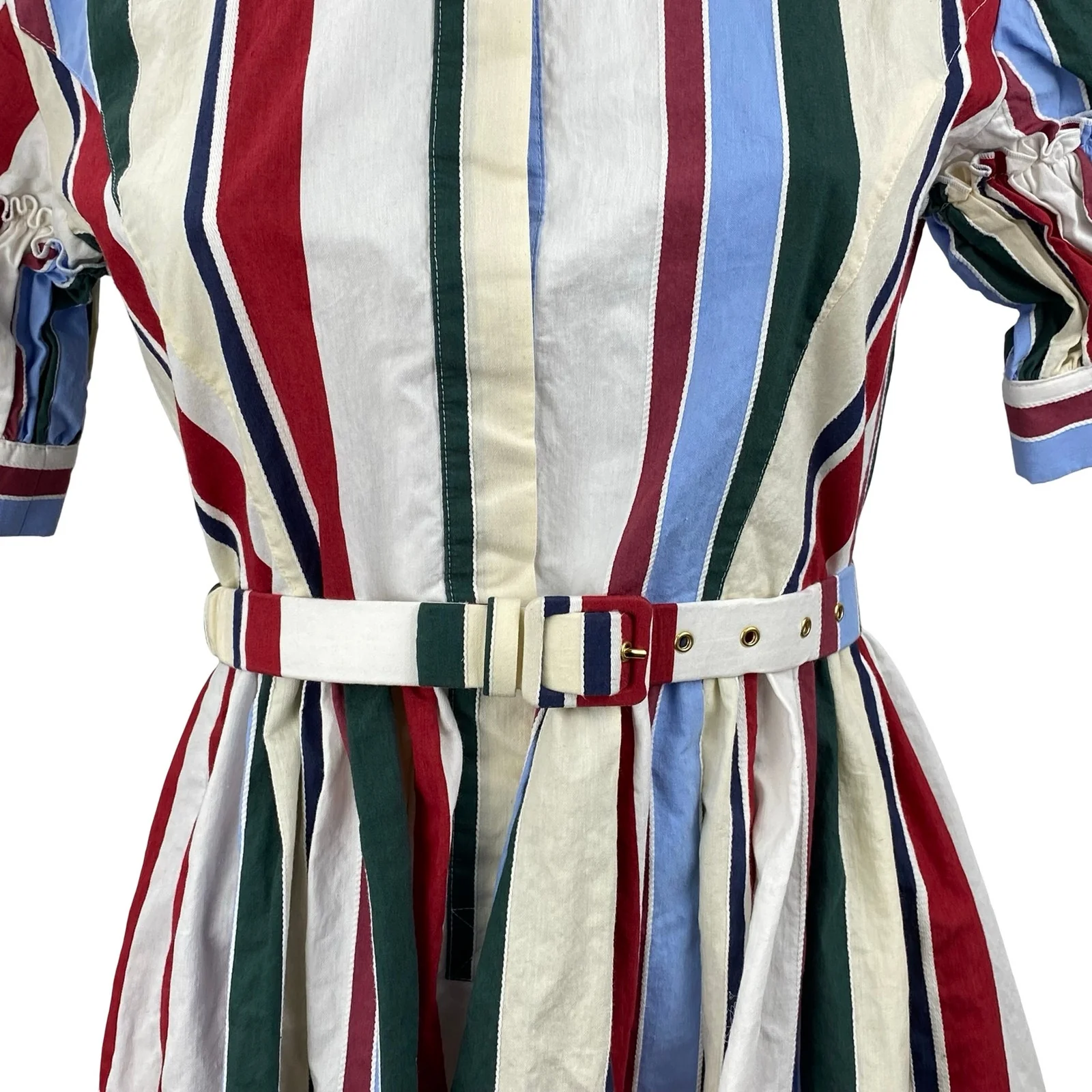 MSRP $1,290 La DoubleJ Libertine Striped Jacquard Midi A-Line Shirt Dress Sz XS - Image 10