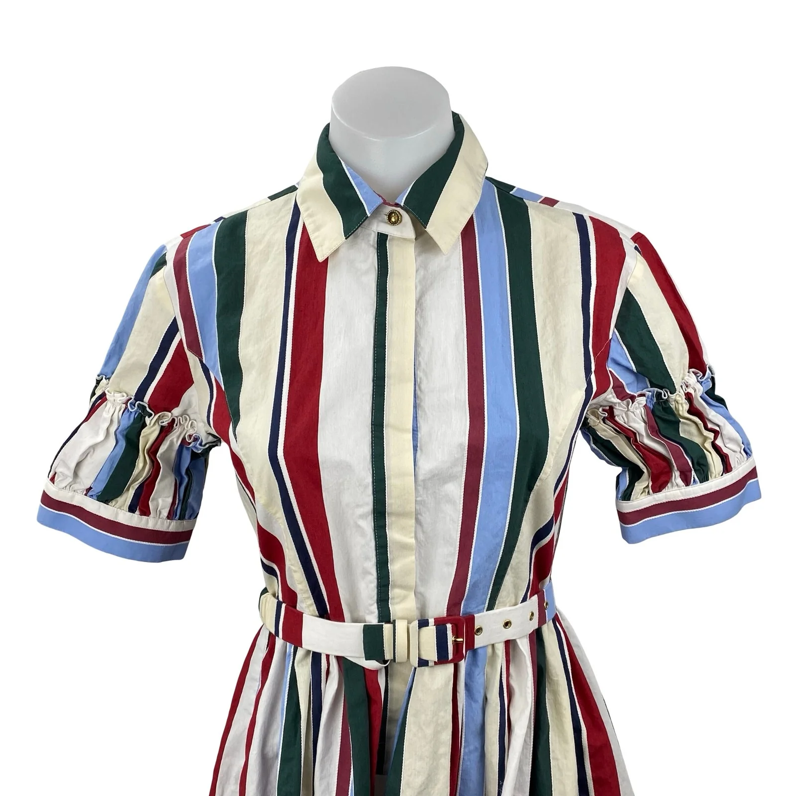 MSRP $1,290 La DoubleJ Libertine Striped Jacquard Midi A-Line Shirt Dress Sz XS - Image 2