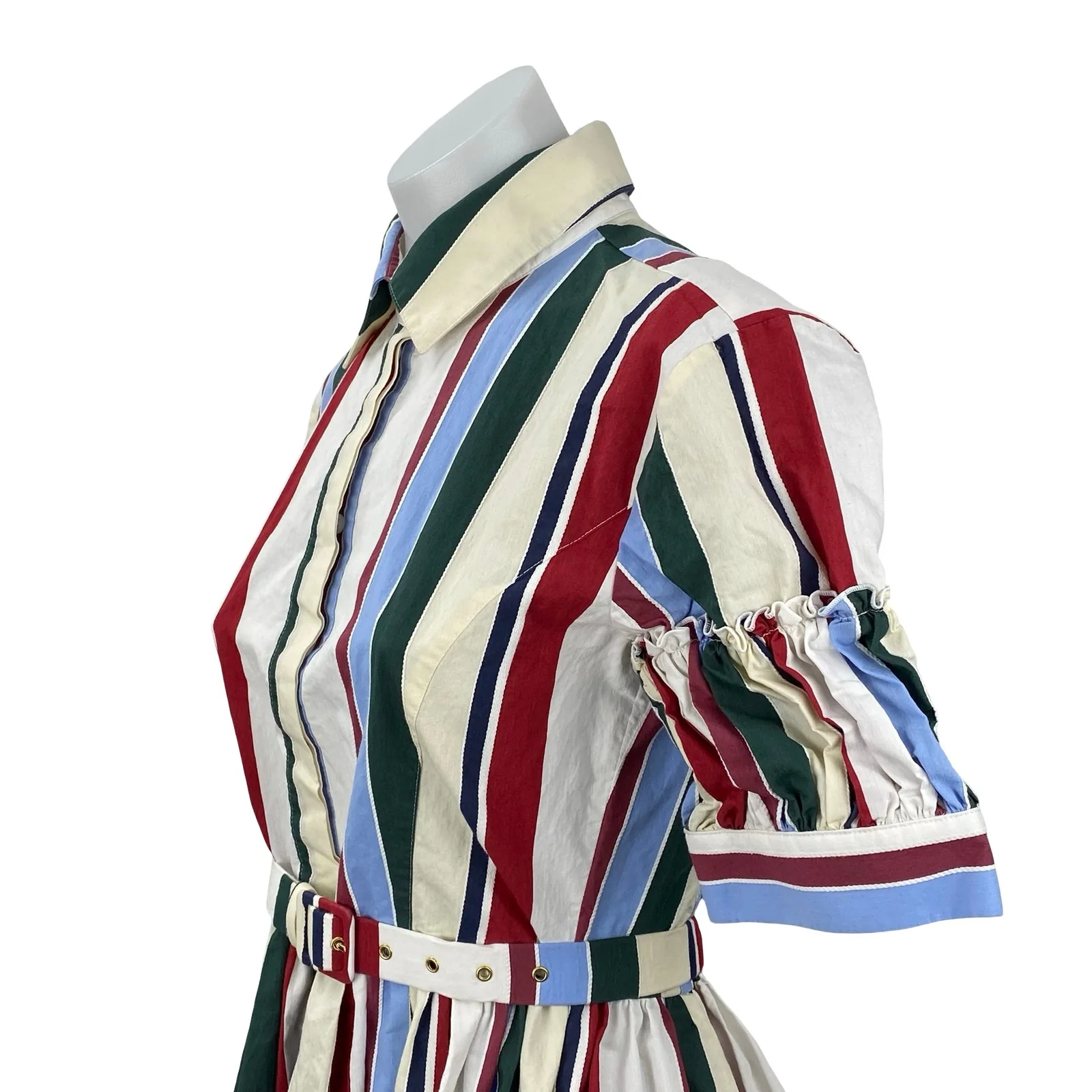 MSRP $1,290 La DoubleJ Libertine Striped Jacquard Midi A-Line Shirt Dress Sz XS - Image 4