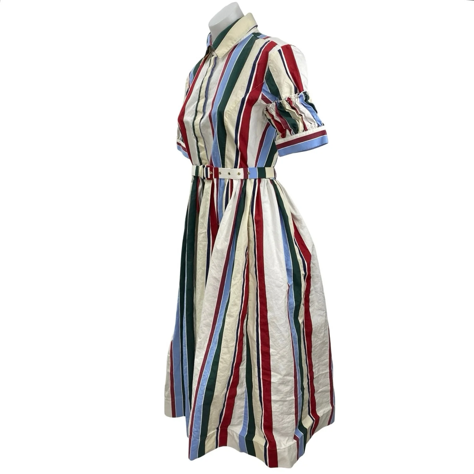 MSRP $1,290 La DoubleJ Libertine Striped Jacquard Midi A-Line Shirt Dress Sz XS - Image 6