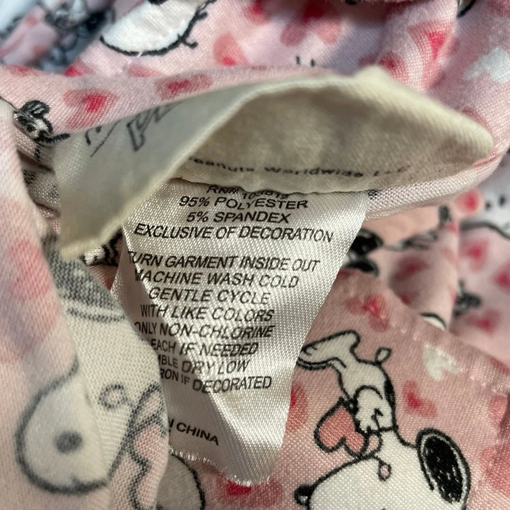 Munki Munki Peanuts Pink Short Sleeve Button Pants Sleepwear Pajamas Set Size M - Image 6