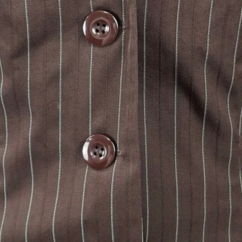 My Michelle Dark Brown Pinstriped Long Sleeve Button Up Blazer Coat Jacket 8 - Image 2