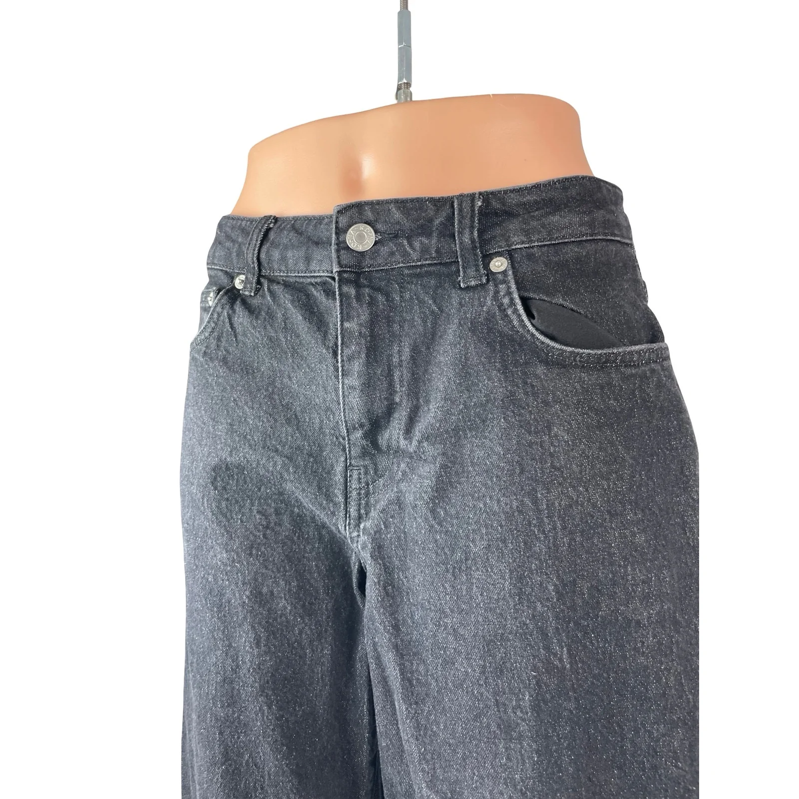 NA-KD Women's Black High Waisted Baggy Barrel Wide Leg Denim Jeans Size 36 - Image 3