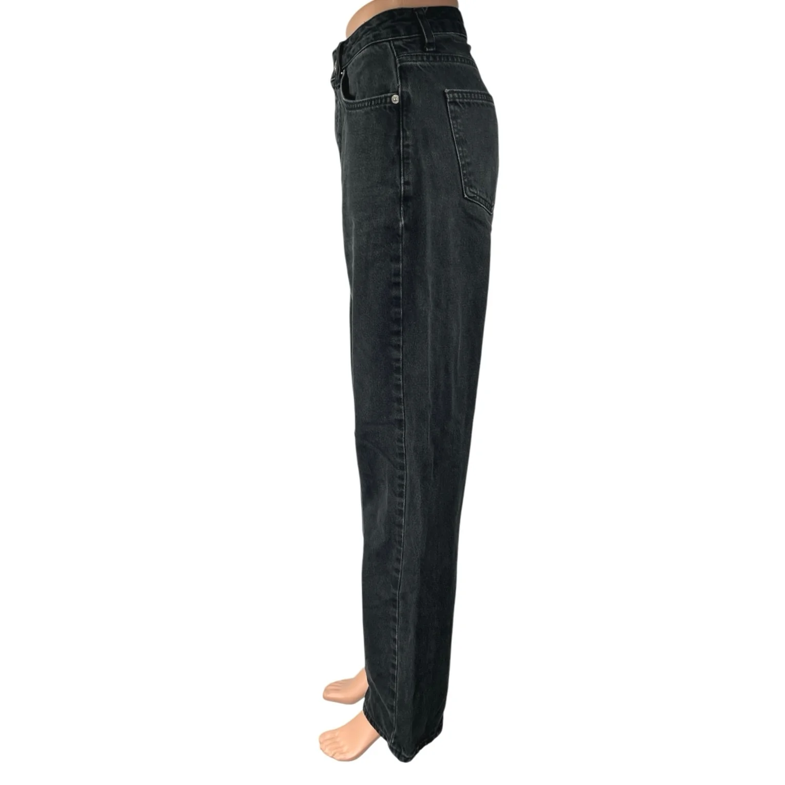 NA-KD Women's Black High Waisted Straight Wide Leg Casual Denim Jeans Size 34 - Image 2