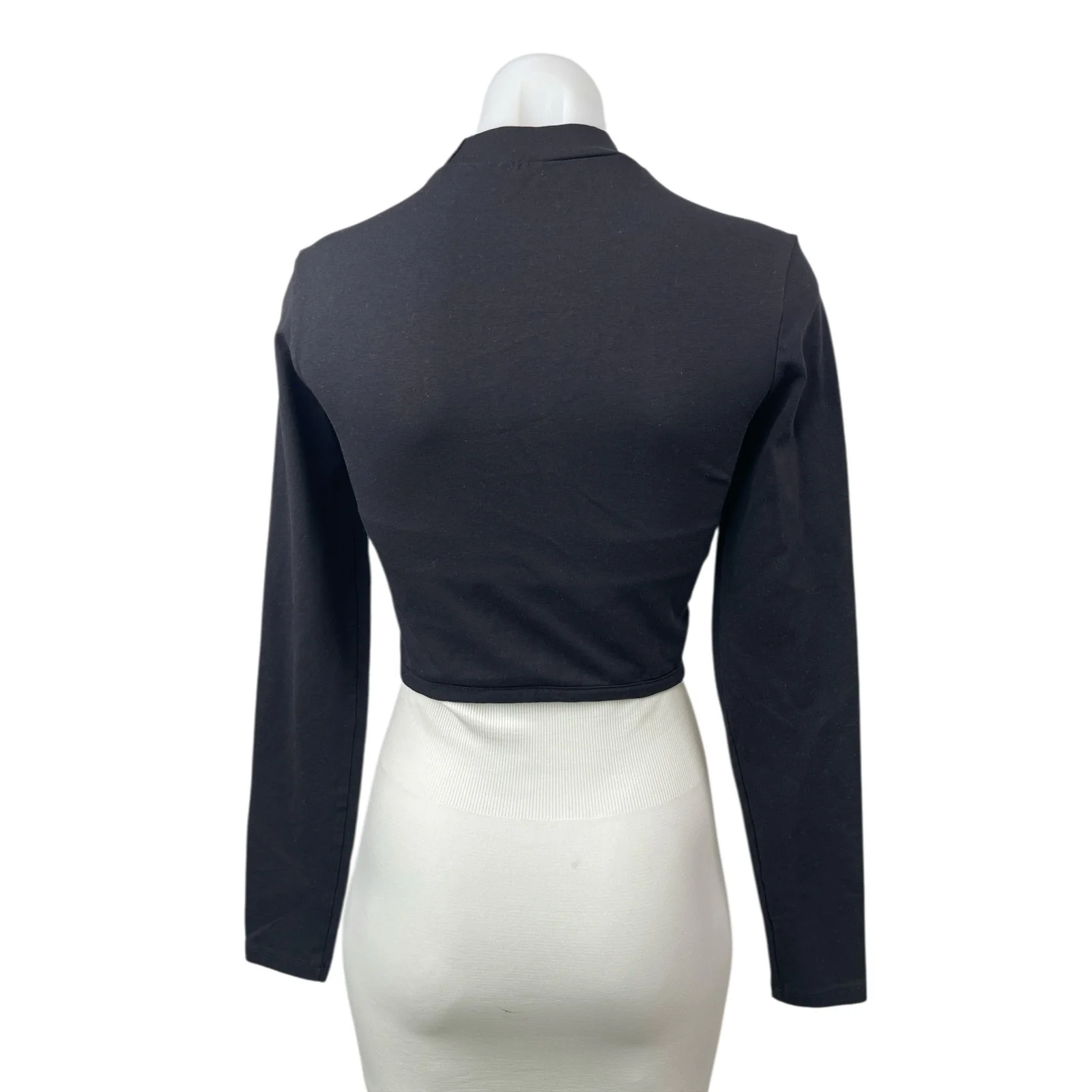 NA-KD Women's Black Long Sleeve Mock Neck Mesh Corset Bustier Crop Top Size S - Image 2