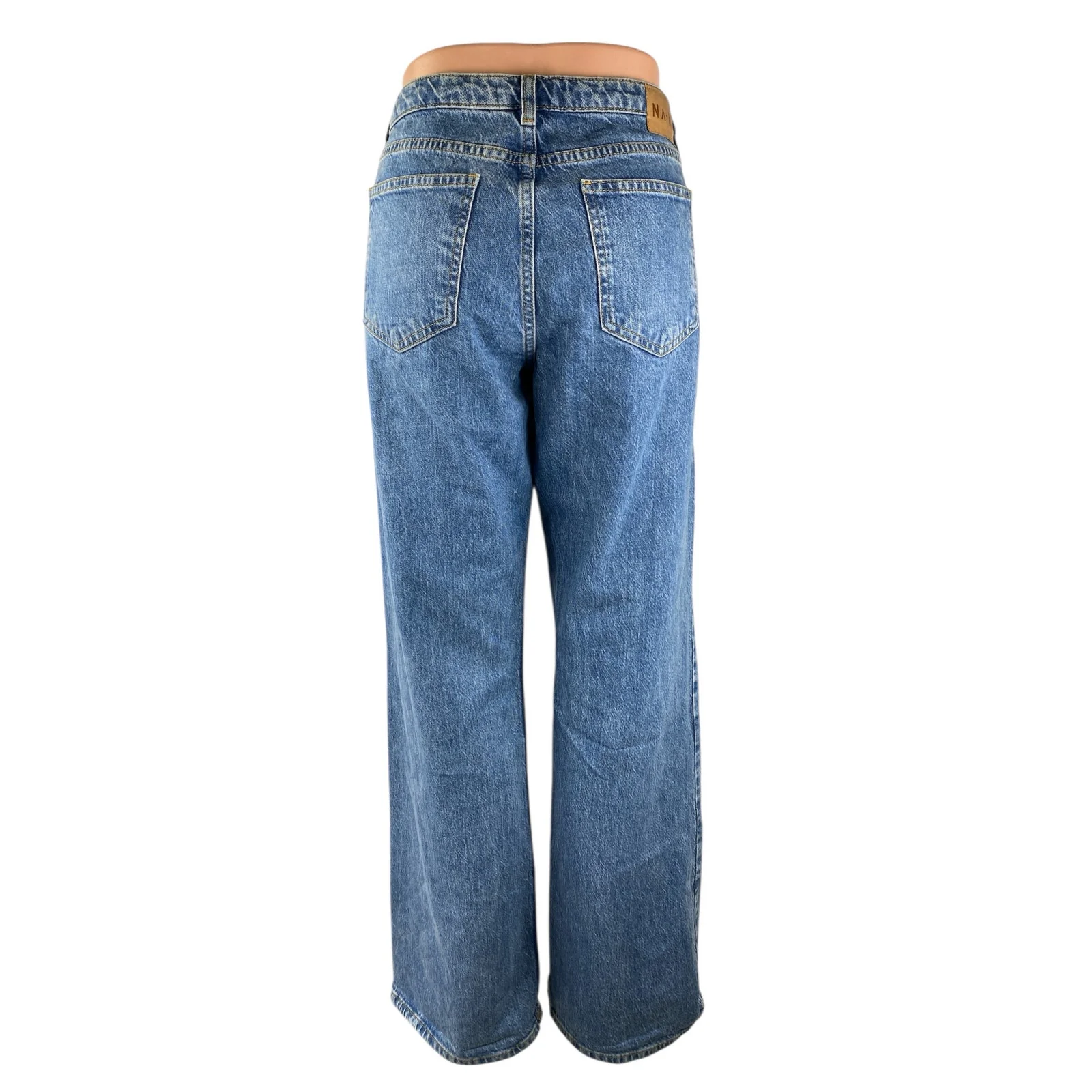 NA-KD Women's Blue High Waisted Wide Leg Straight Baggy Denim Jeans Size 38 - Image 2
