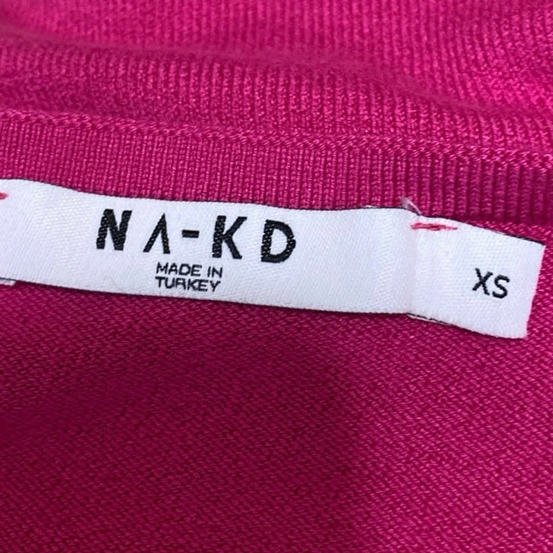 NA-KD Women's Pink Long Sleeve Cut Out Ribbed Knit Boat Neck Sweater Top Size XS - Image 3