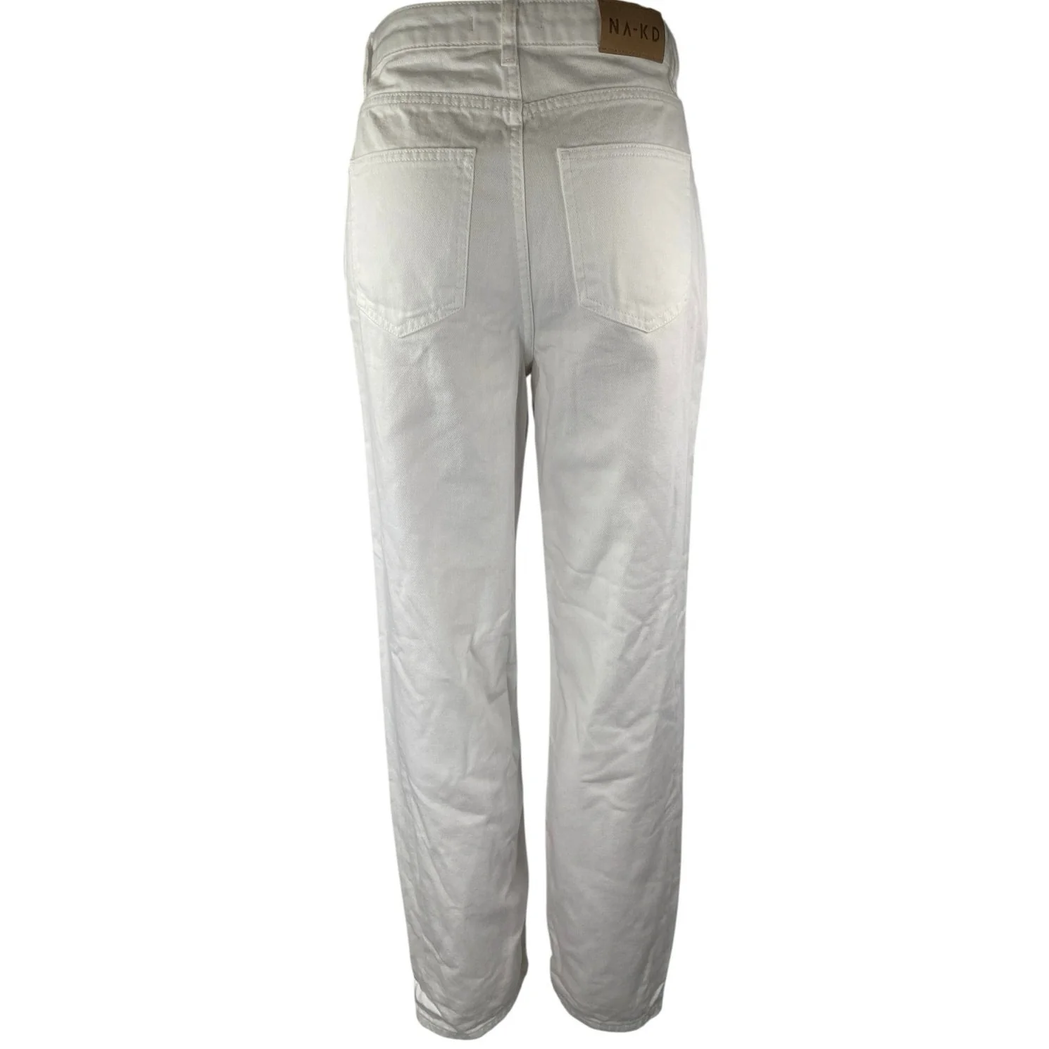 NA-KD Women's White High Waisted Relaxed Fit Straight Leg Denim Jeans Size 32 - Image 3