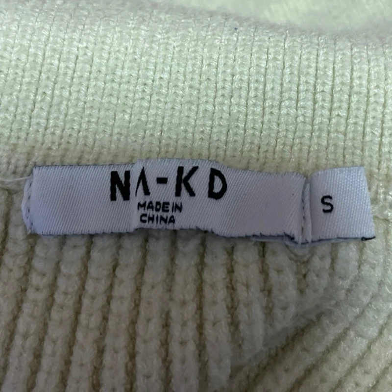 NA-KD Women's Yellow Ribbed Knit Collared Balloon Long Sleeve Sweater Top Size S - Image 3