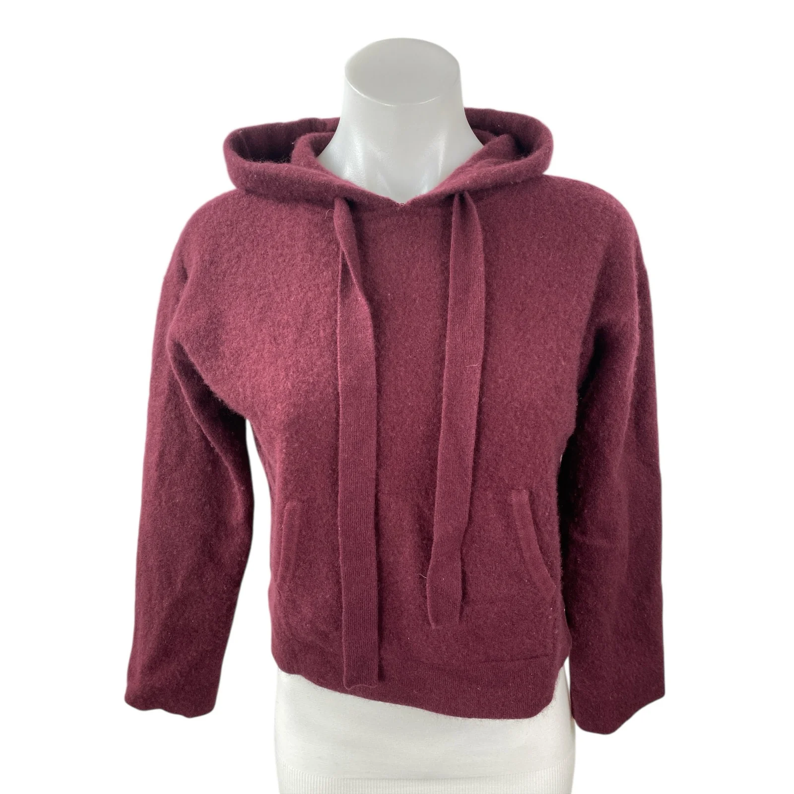 Naadam 100% Cashmere Women's Long Sleeve Crop Sweater Hoodie Sweatshirt Top Sz M