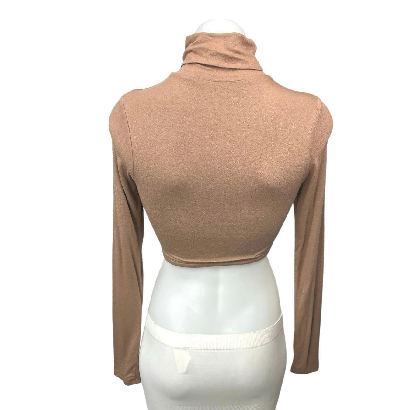 Naked Wardrobe Tan Turtleneck Long Sleeve Pullover Cropped Sweater Top Size M - Image 2