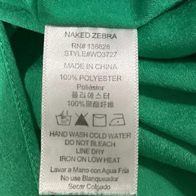 Naked Zebra Green Spaghetti Racerback Tie Mini Fit & Flare Camisole Tank Dress S - Image 5