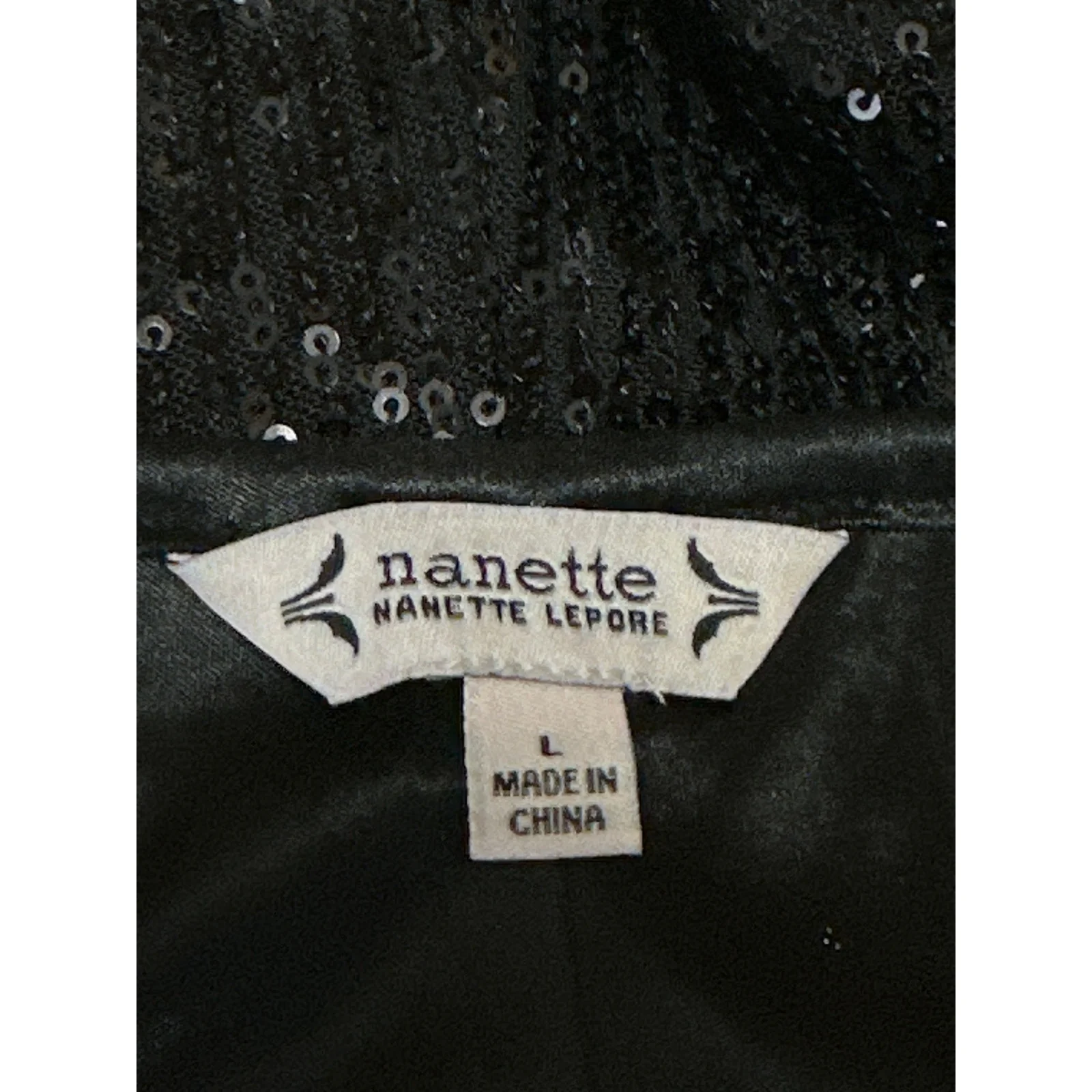 Nanette Lepore Black Sequin Mesh Fringe High Waist Wide Leg Trousers Pants Sz L - Image 5