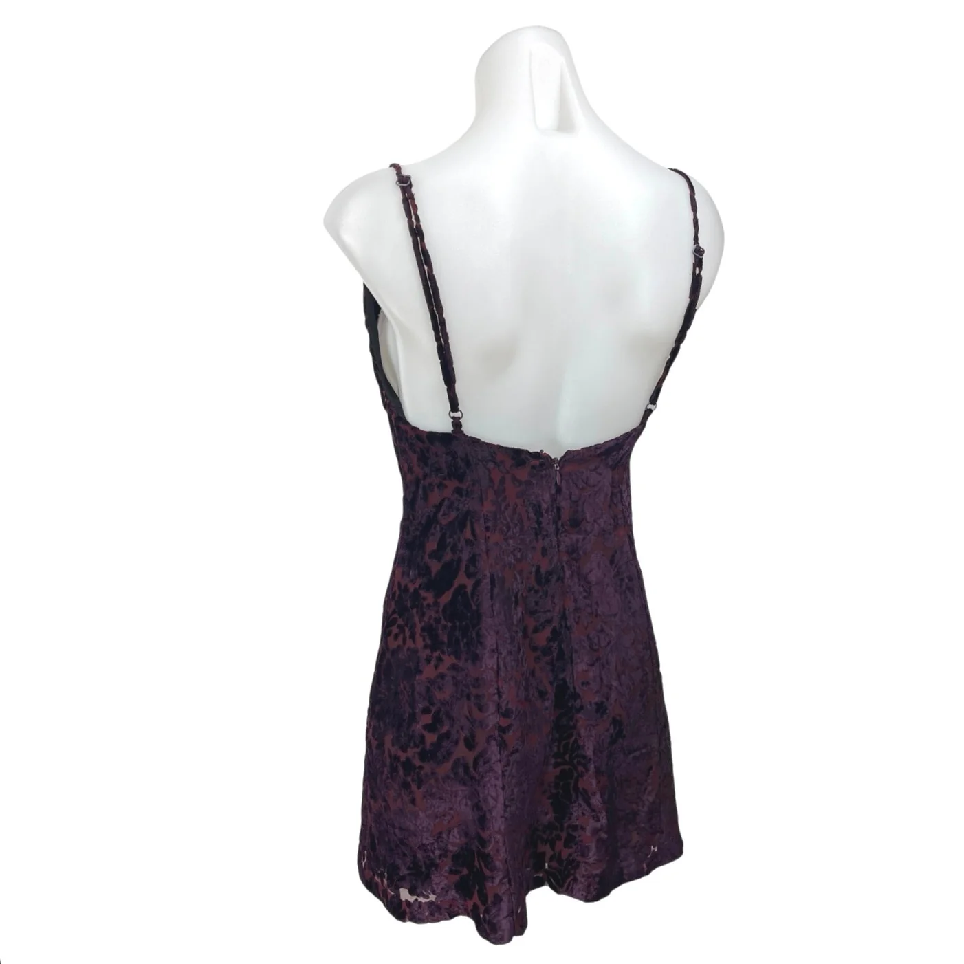 Nasty Gal After Party Purple Floral Velvet Sleeveless Camisole Mini Tank Dress S - Image 2