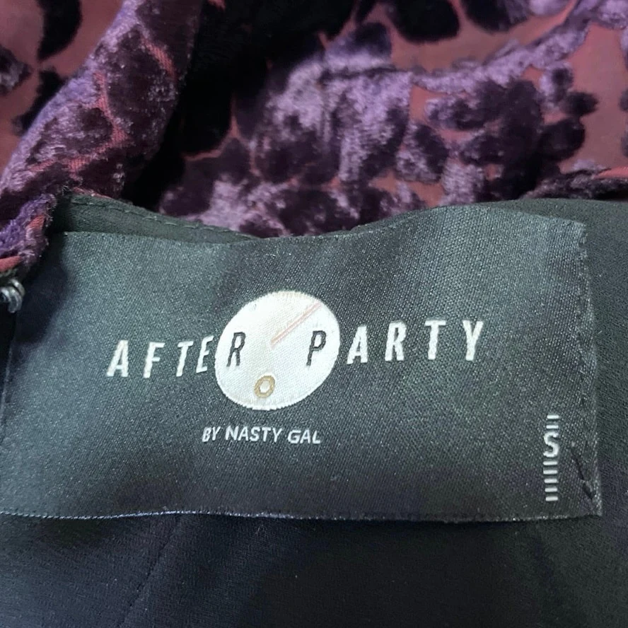 Nasty Gal After Party Purple Floral Velvet Sleeveless Camisole Mini Tank Dress S - Image 4