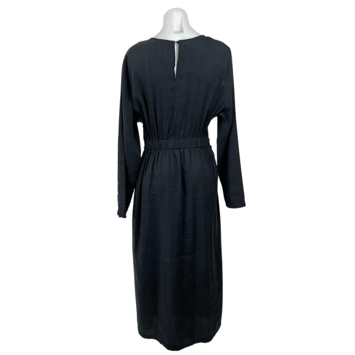 Nasty Gal Black Long Sleeve Tie Front Knot Crew Neck A Line Maxi Dress Size L - Image 4