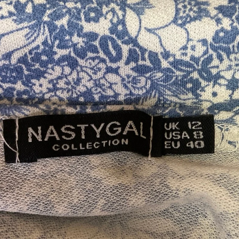 Nasty Gal Blue Floral Print Square Neck Puff Sleeve Ruched Bodycon Mini Dress 8 - Image 4