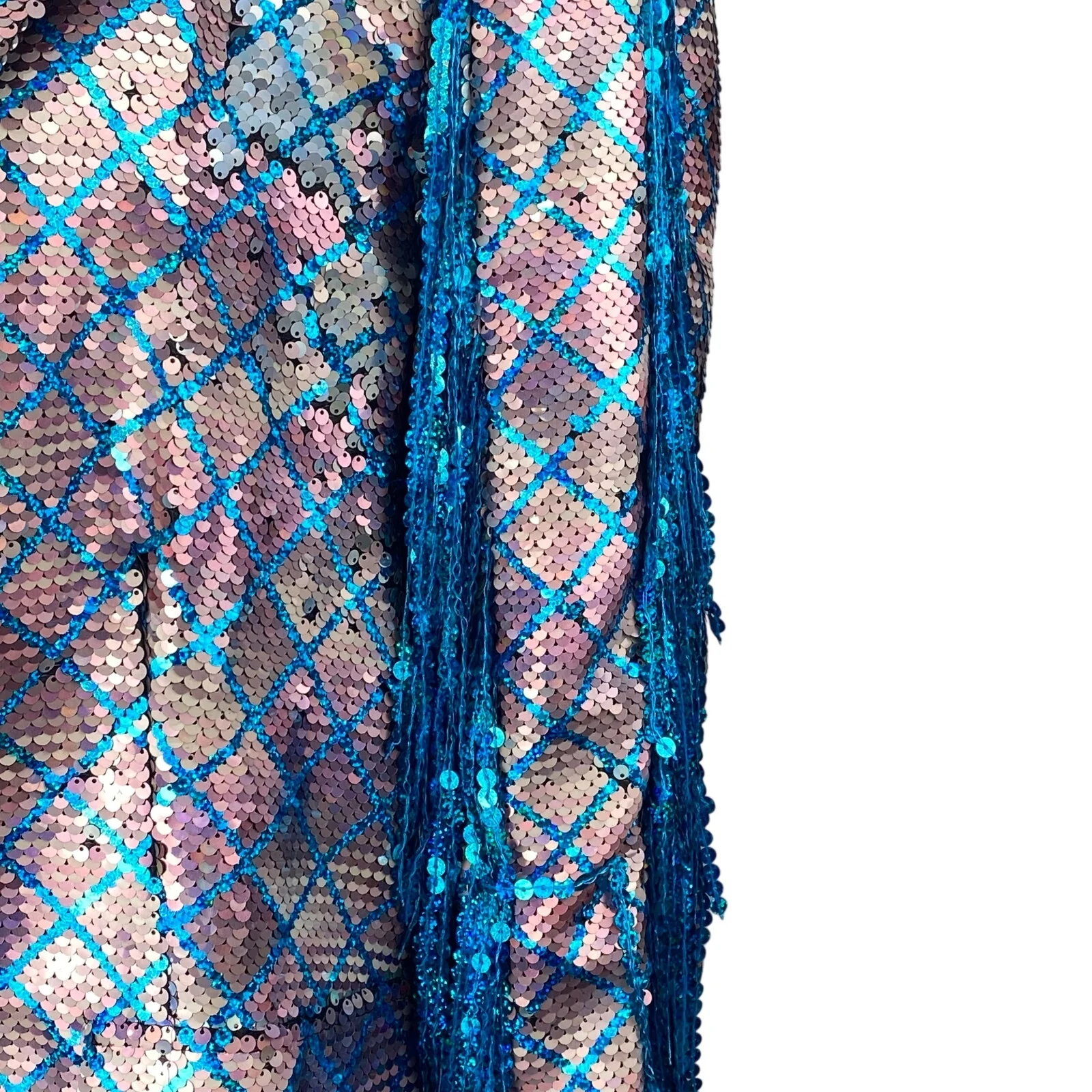 Nasty Gal Premium Mermaid Sequin Fringe Women's Long Sleeve Blazer Coat Jacket 6 - Image 3