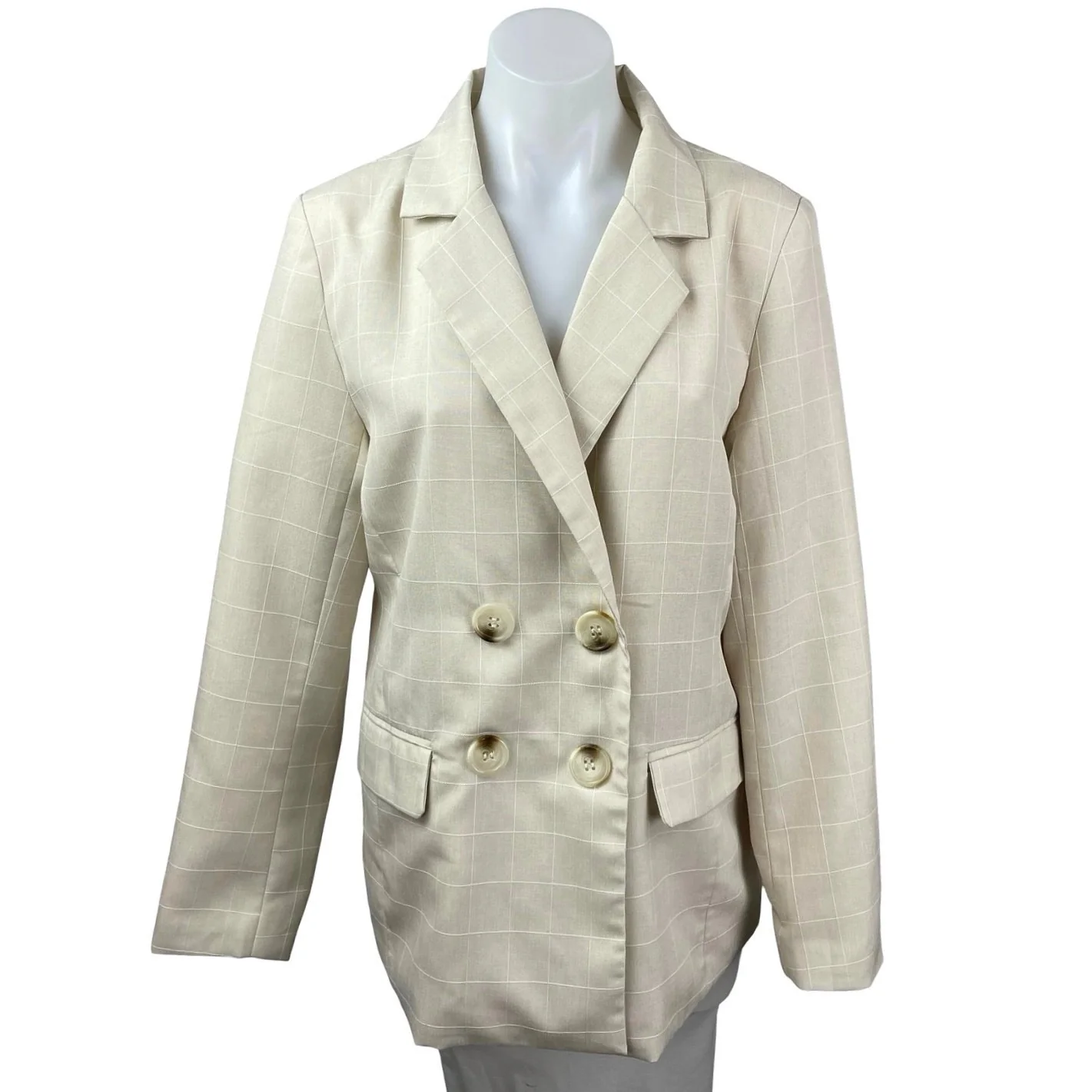 Nasty Gal What A Great Square Plaid Check Double Breasted Blazer Coat Jacket 6