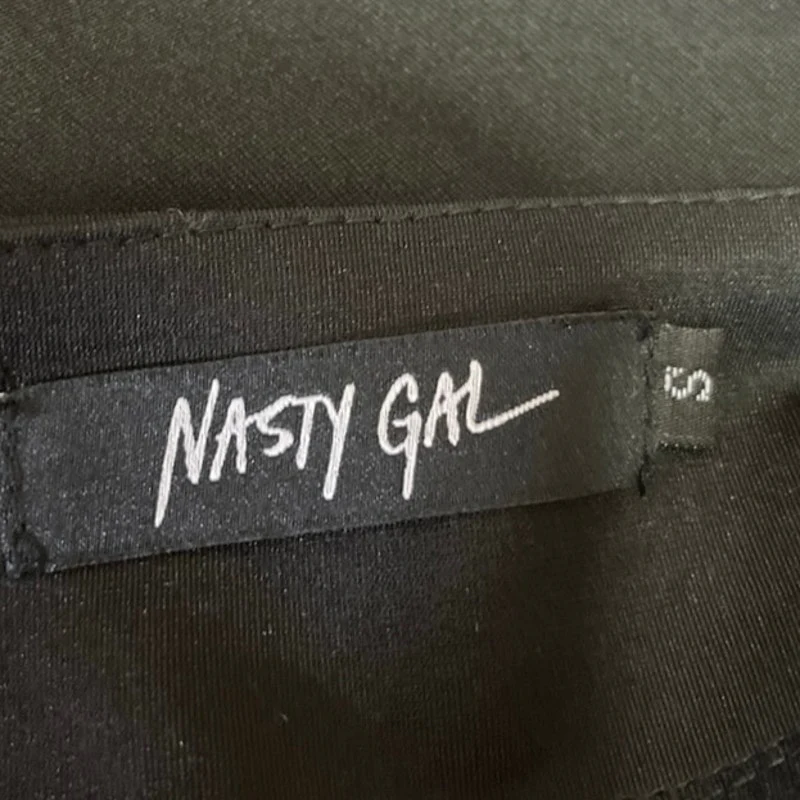 Nasty Gal Womens Black Organza Balloon Puff Sleeve Button Blouse Crop Top Size S - Image 3