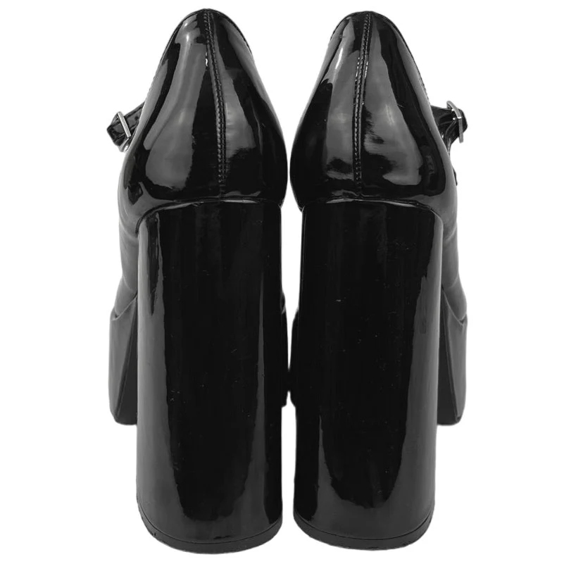 Nasty Gal Womens Black Patent Faux Leather High Heels Platform Mary Jane Shoes 7 - Image 3