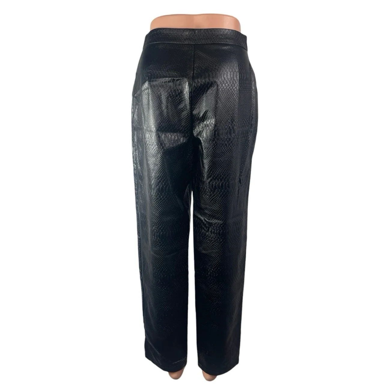 Nasty Gal Women's Faux Vegan Croc Leather High Waist Straight Trousers Pants 2 - Image 2