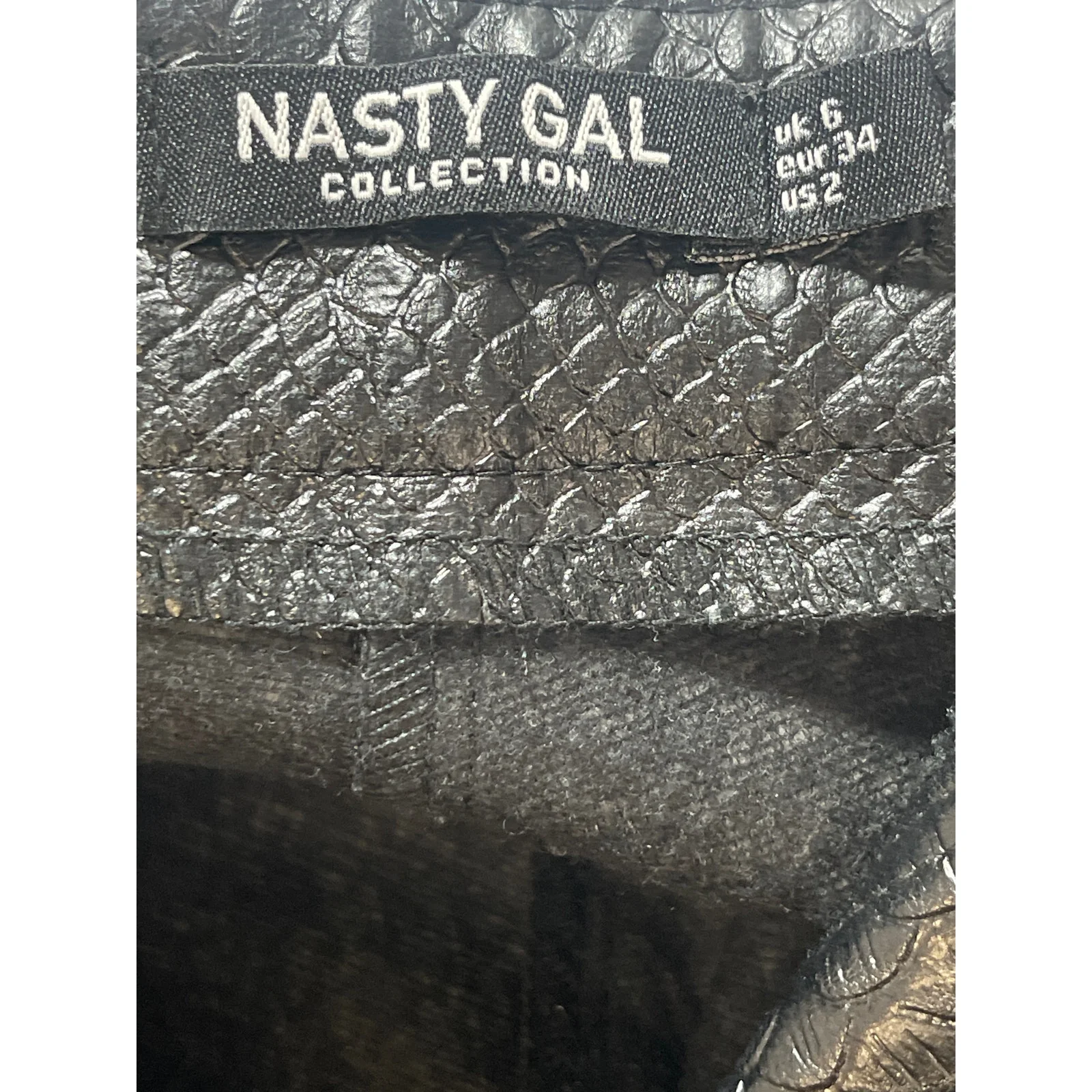 Nasty Gal Women's Faux Vegan Croc Leather High Waist Straight Trousers Pants 2 - Image 4
