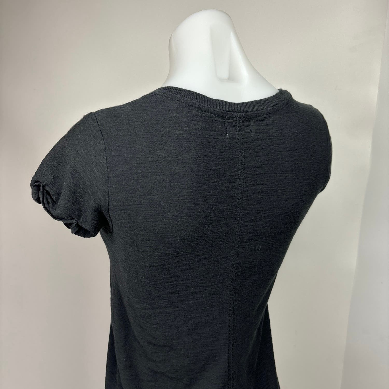 Nation Ltd Black Short Puff Sleeve Cotton Split Neck Mini T-Shirt Dress Size XS - Image 5