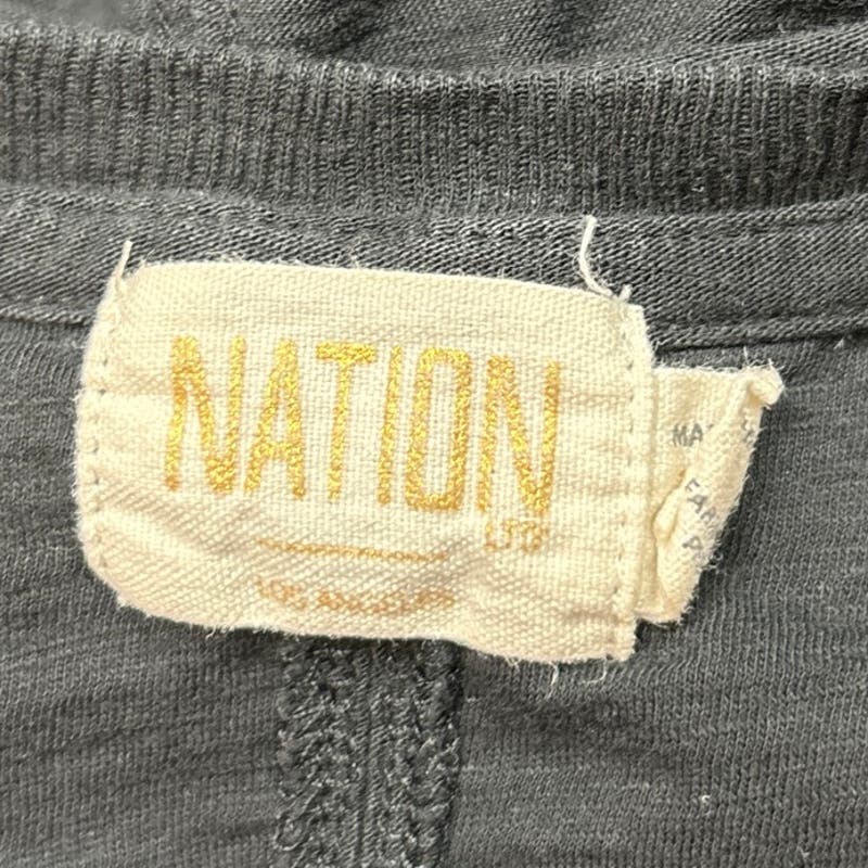Nation Ltd Black Short Puff Sleeve Cotton Split Neck Mini T-Shirt Dress Size XS - Image 6