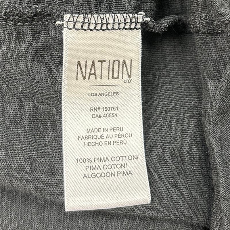 Nation Ltd Black Short Puff Sleeve Cotton Split Neck Mini T-Shirt Dress Size XS - Image 7