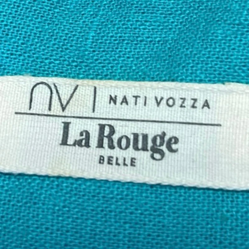 Nativozza La Rouge Blue Linen High Waisted Baggy Loose Trouser Cargo Pants 38 - Image 4