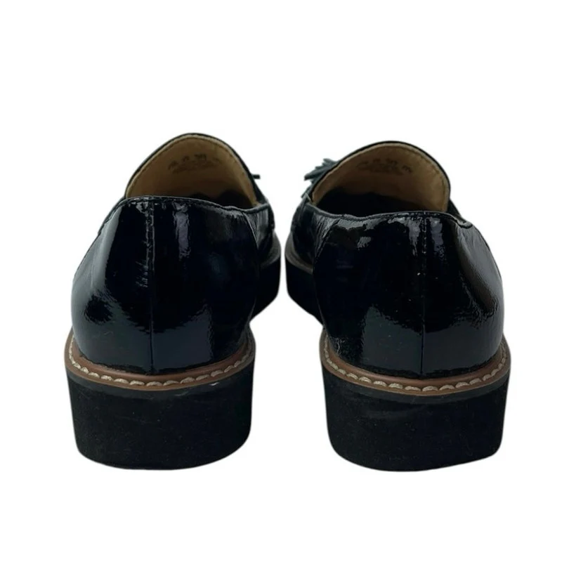 Naturalizer August Womens Black Patent Leather Tassels Slip On Loafers Shoes 8.5 - Image 3