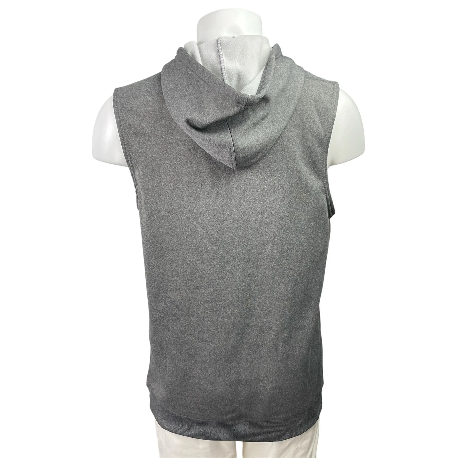 NBA Men's Gray Fleece Line Hoodie Hooded Tank Sleeveless Sweatshirt Vest Size M - Image 3