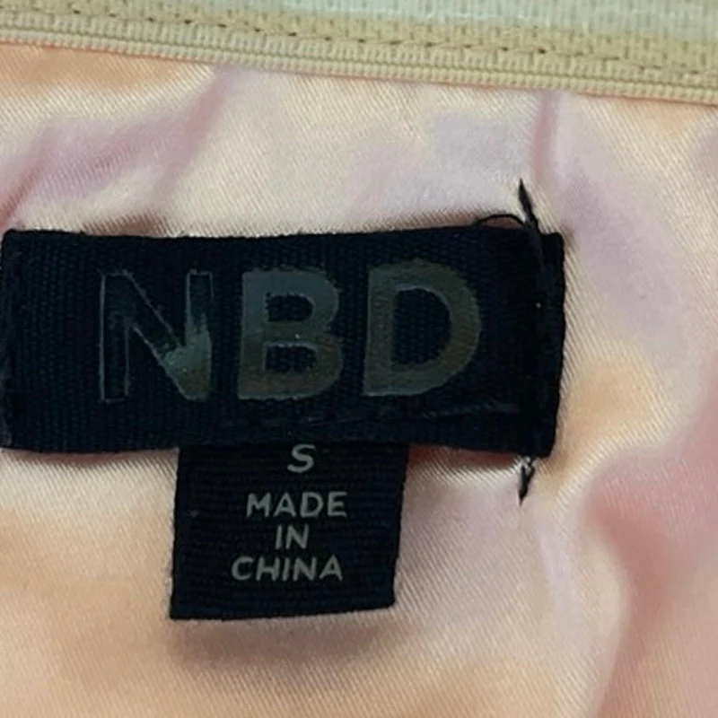 NBD Pink Silk Satin Strapless Tube Bandeau Sleeveless Zip Blouse Crop Top Size S - Image 3