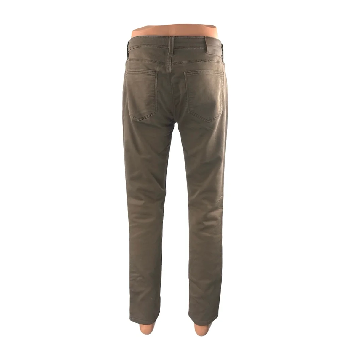 NetWork Mens Khaki Mid Waist Classic Skinny Tapered Slim Chino Trousers Pants 32 - Image 3