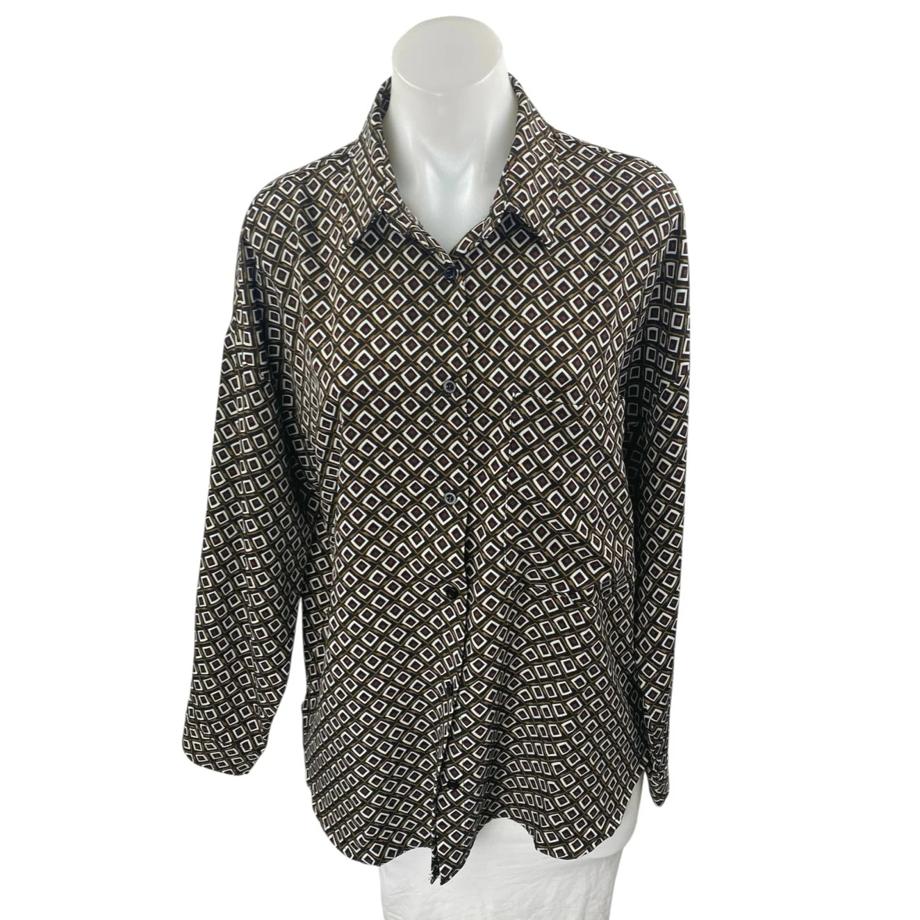 NEW 12th Tribe x TheSaltyBlonde Argyle Long Sleeve Button Up Shirt Top Size S