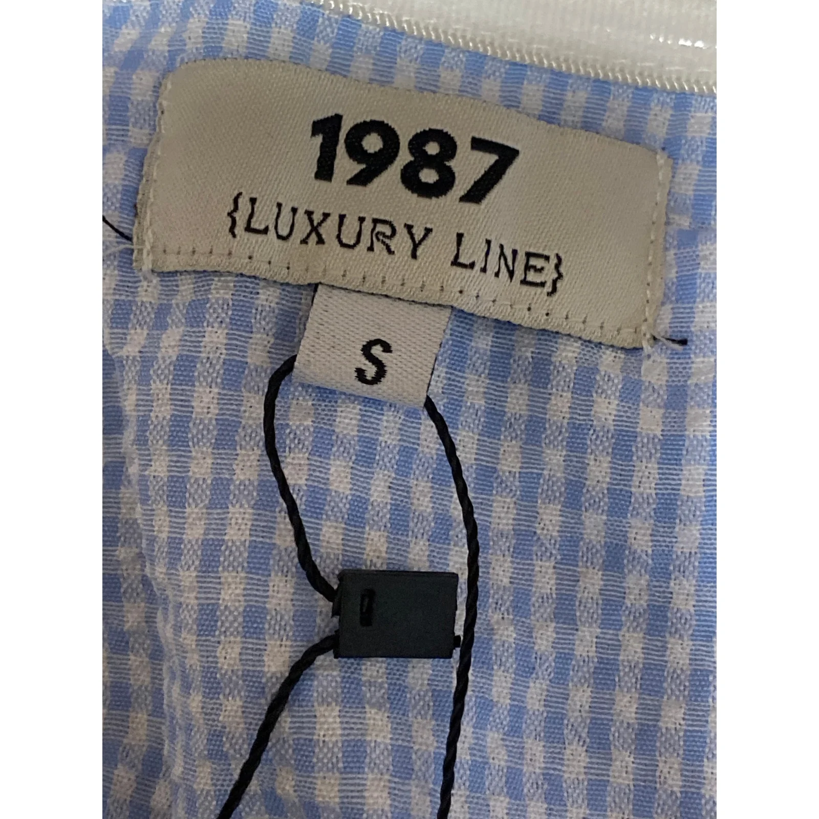 NEW 1987 Blue Gingham Check Strapless Tube Balloon Top Shorts 2 Piece Set Size S - Image 4