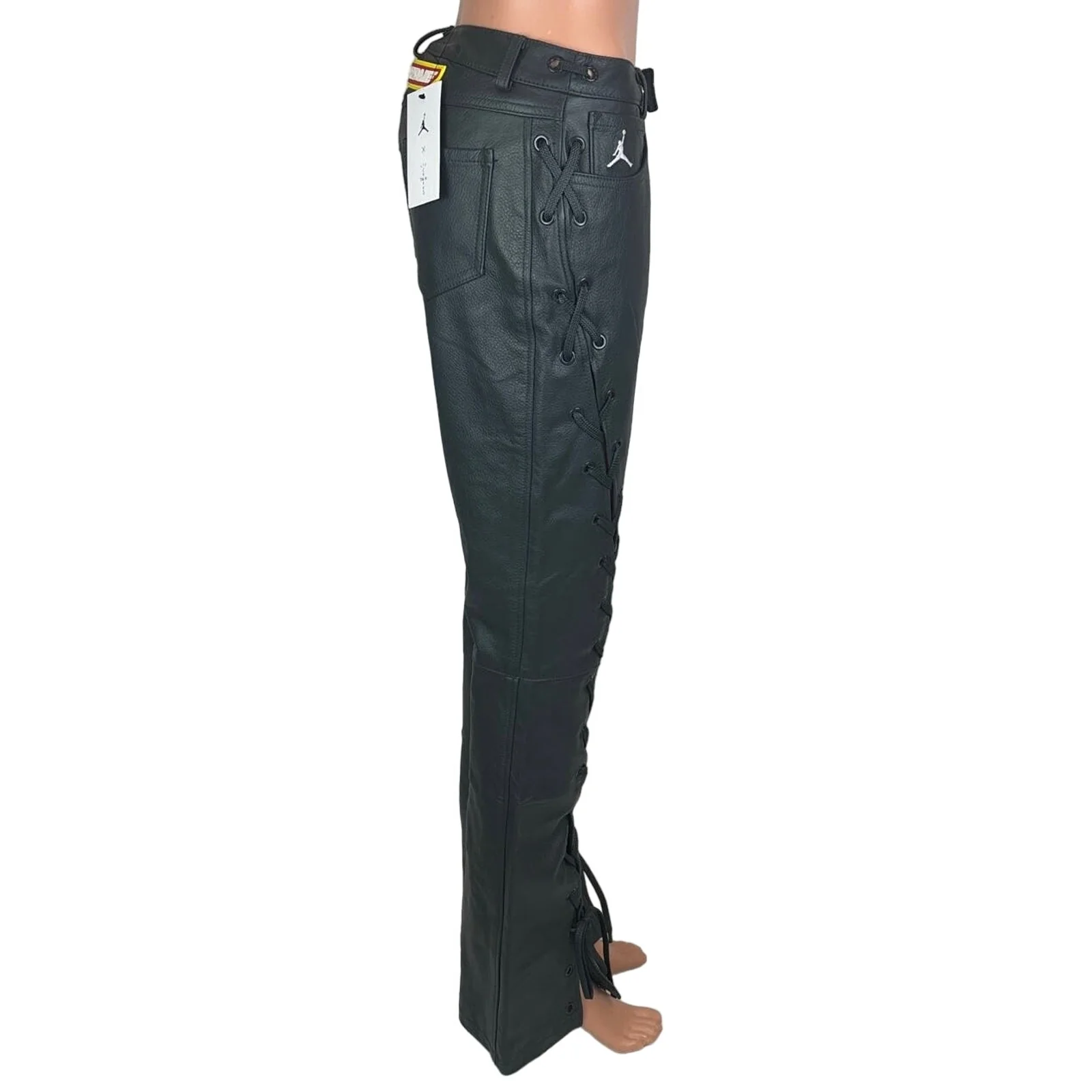 NEW $400 Nike Jordan x Travis Scott Cactus Jack Genuine Leather Moto Pants Sz 2 - Image 2