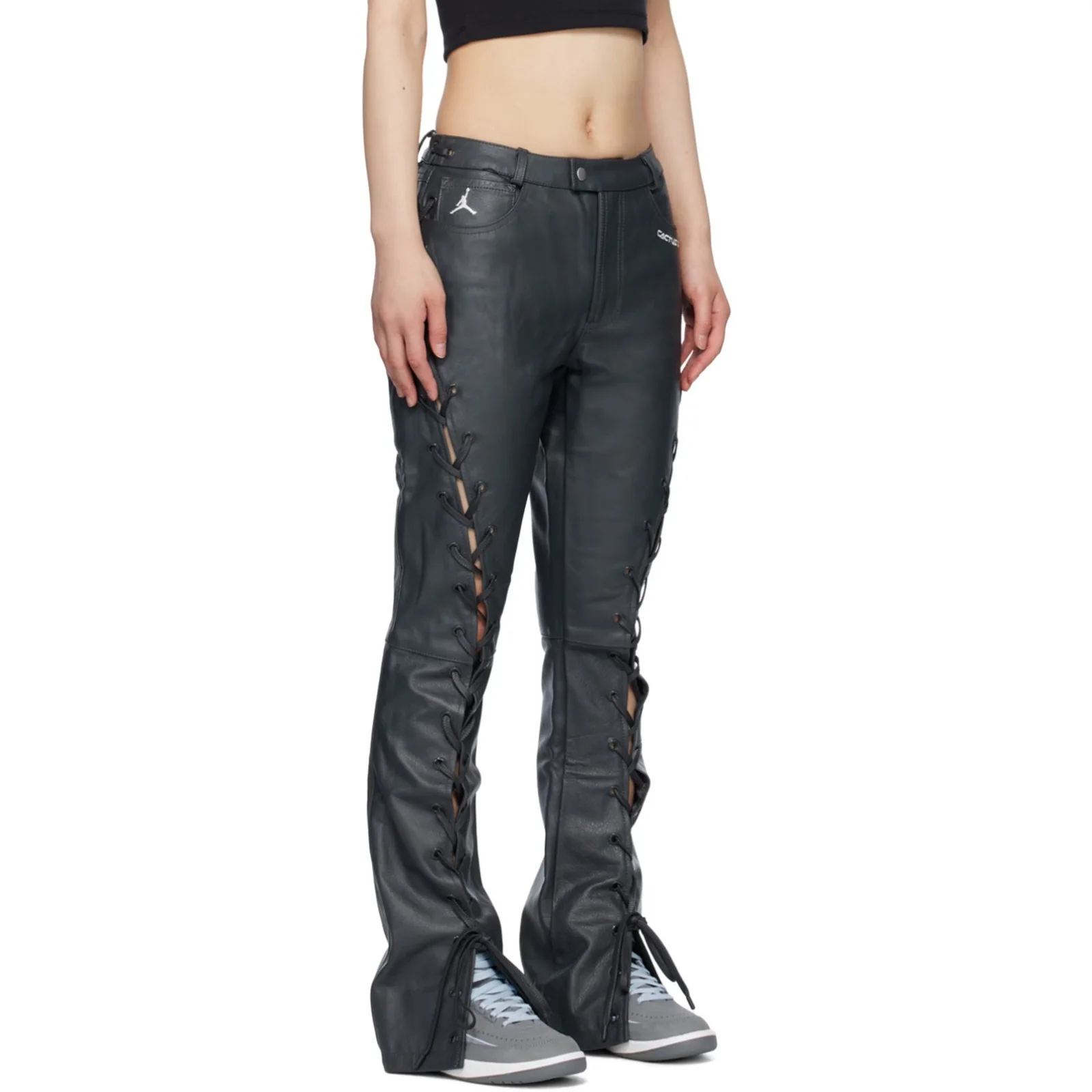 NEW $400 Nike Jordan x Travis Scott Cactus Jack Genuine Leather Moto Pants Sz 2 - Image 8