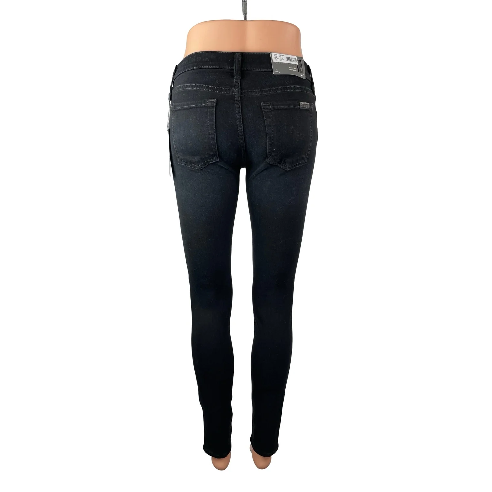 NEW 7 For All Mankind Women's Black Low Rise Slim Skinny Denim Jeans Size 24 - Image 4