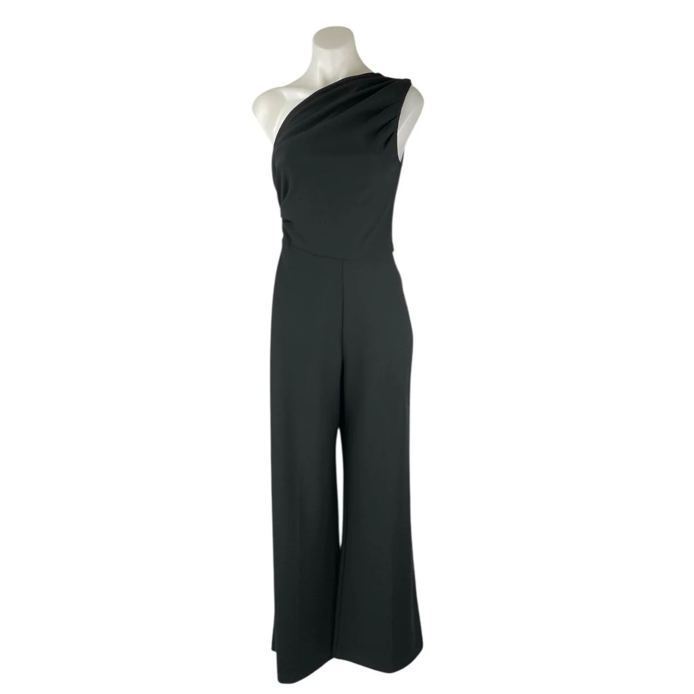 NEW Abercrombie & Fitch Black Sleeveless One Shoulder Wide Leg Romper Jumpsuit S
