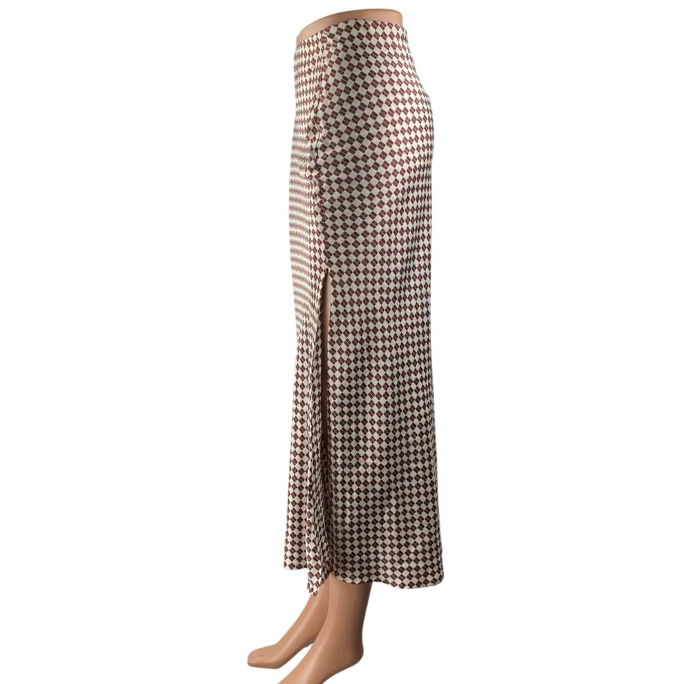 NEW Abercrombie & Fitch Brown High Waisted Flare Pencil Midi Slip Skirt Size XS - Image 2