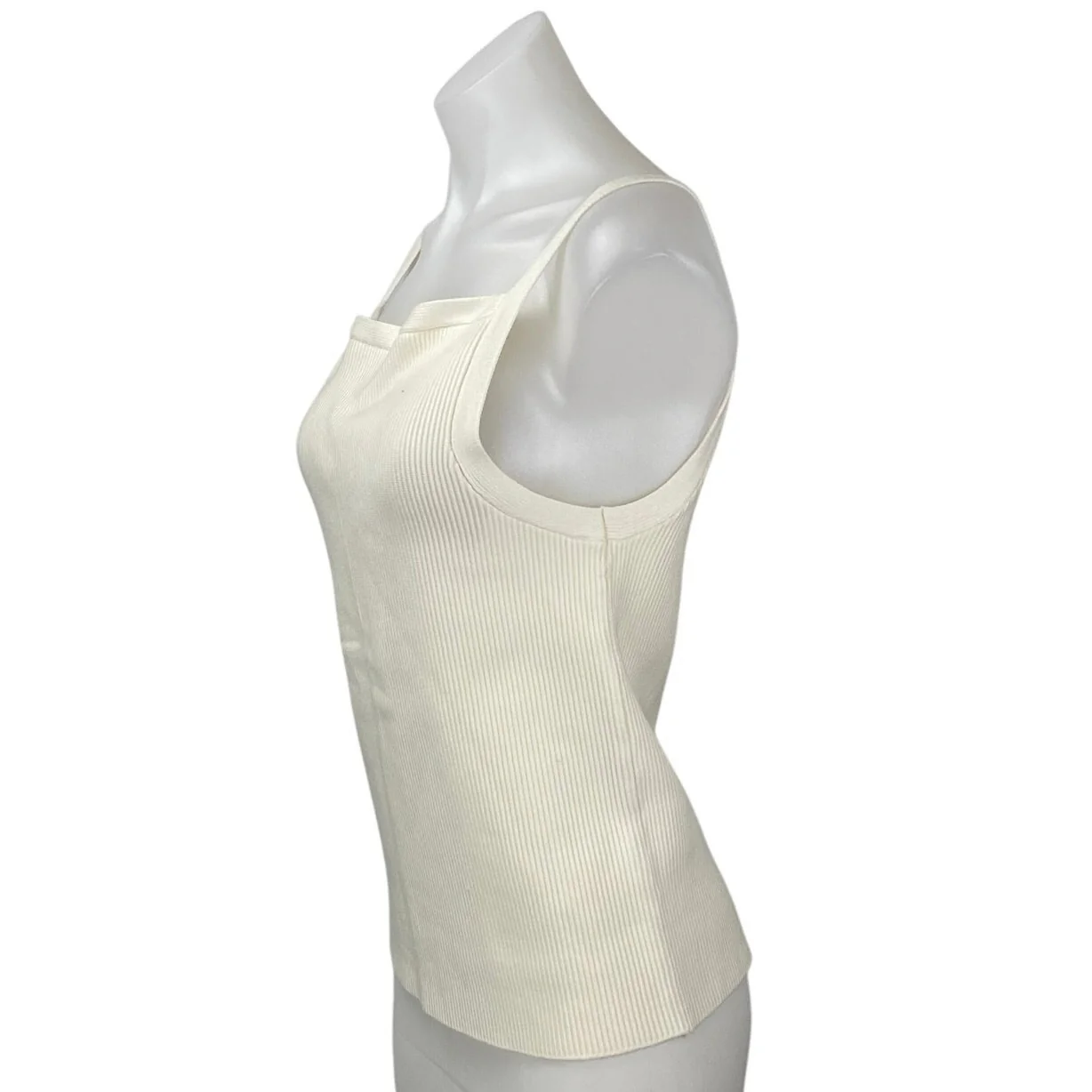 NEW Abercrombie & Fitch Cream Sleeveless Rib Knit Cami Camisole Crop Tank Top L - Image 2