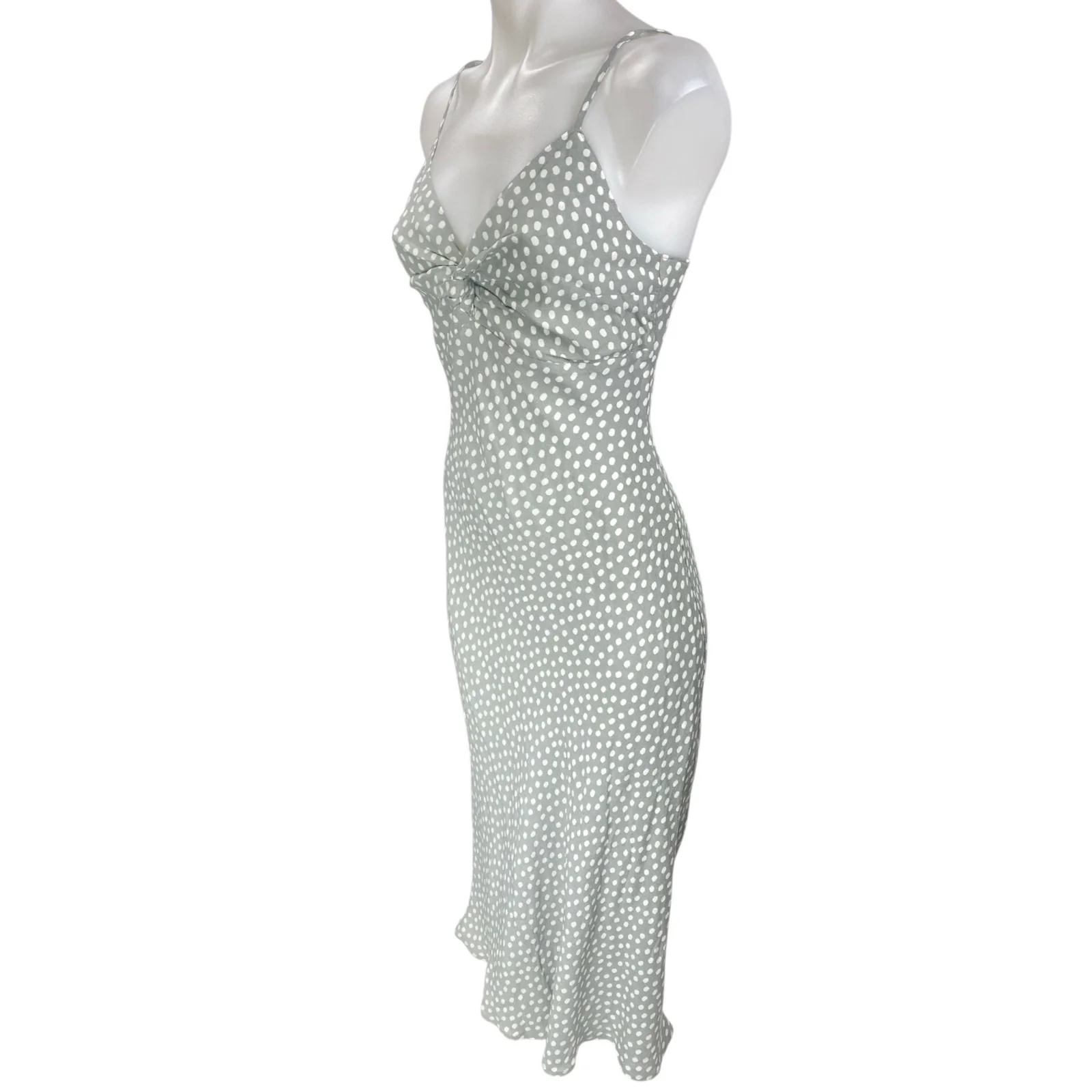NEW Abercrombie & Fitch Gray Polka Dots Sleeveless Twist Front Cami Slip Dress S - Image 3