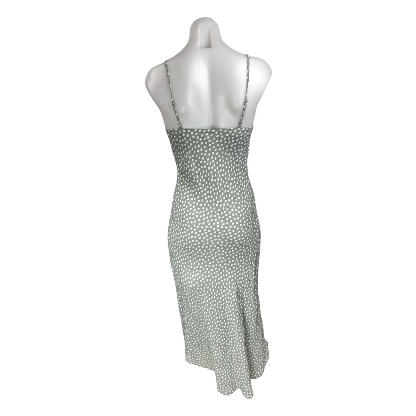 NEW Abercrombie & Fitch Gray Polka Dots Sleeveless Twist Front Cami Slip Dress S - Image 4