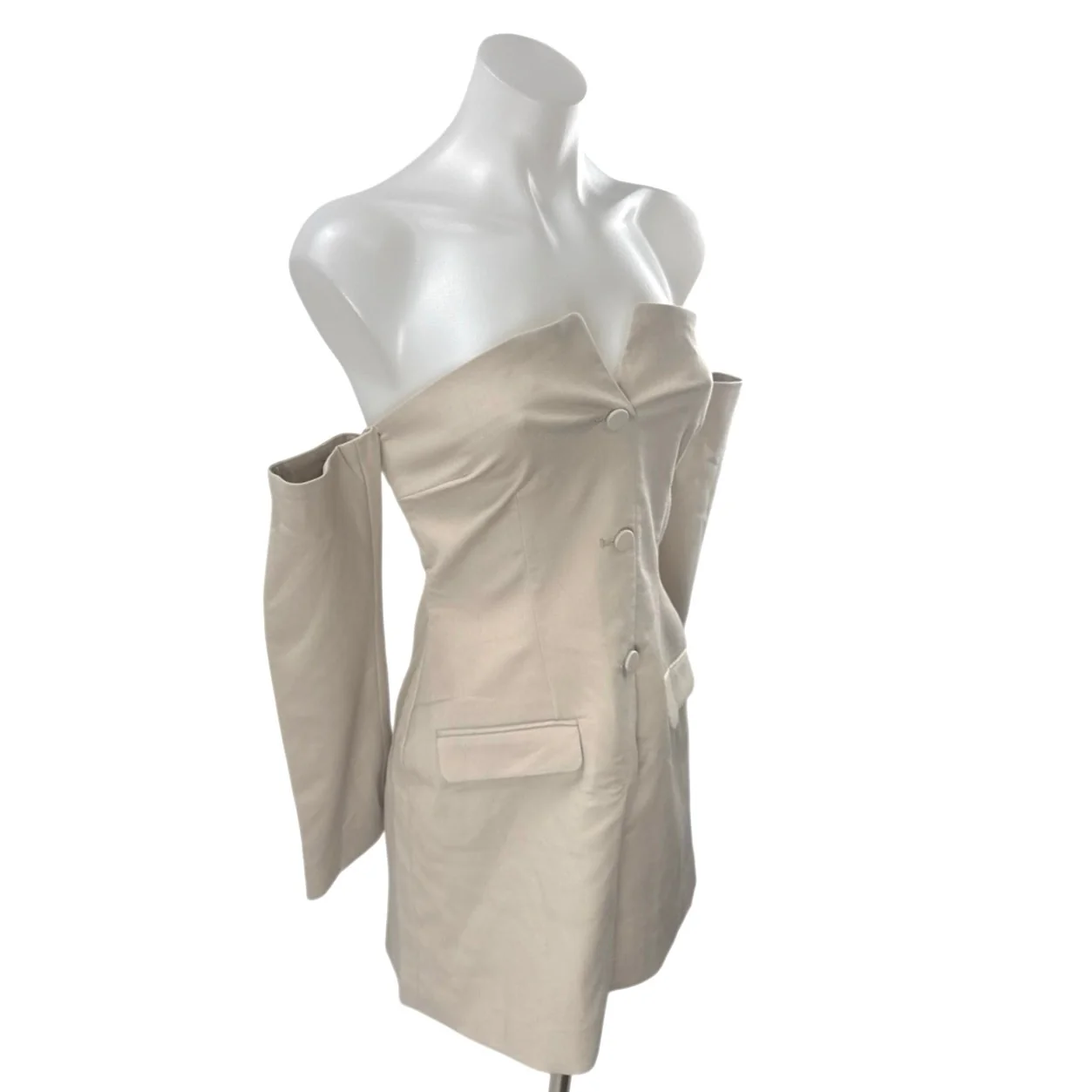 NEW Abercrombie & Fitch Mara Off Shoulder Long Sleeve Mini Sheath Shift Dress XS - Image 3